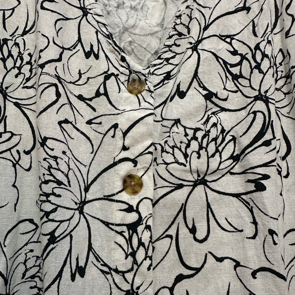 Black and White Floral Button-Down Maxi Dress XL - Picture 3 of 10
